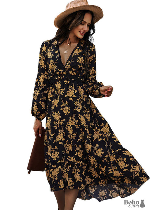 black boho bridesmaid dress